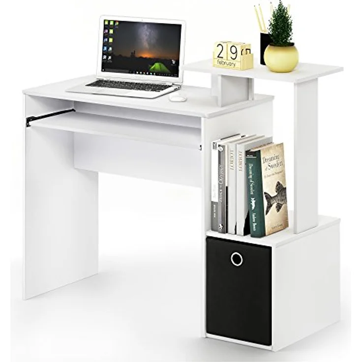 Furinno Econ Mehrzweck Home Office Computer Schreibtisch mit Ablage und Einschub, holz, Weiß/schwarz, 40. 01x40. 01x86. 61 cm – Bild 7