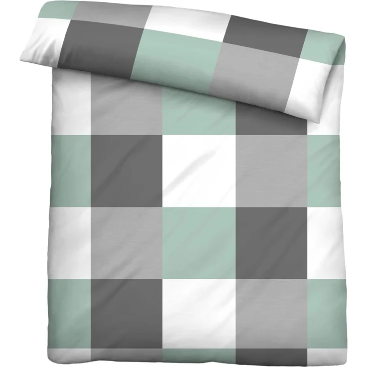 Traumhaft schlafen - Castell - Markenbettwäsche Thermo-Fleece Bettwäsche 0360750 KARO, mint, 1x 155x220 cm + 1x 80x80 cm – Bild 2