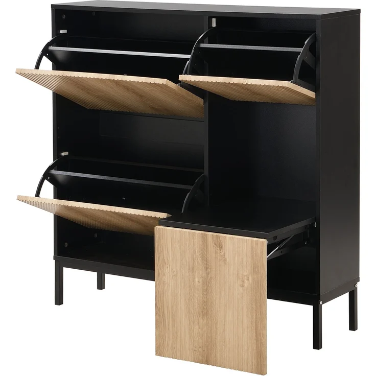 Schuhschrank 100x25x100 cm mit ausziehbarer Sitzbank – Bild 9
