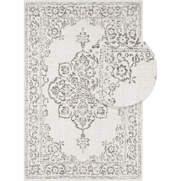 In- und Outdoor Teppich Tilos Creme Grau Anthrazit - 120 x 170 x 0 cm