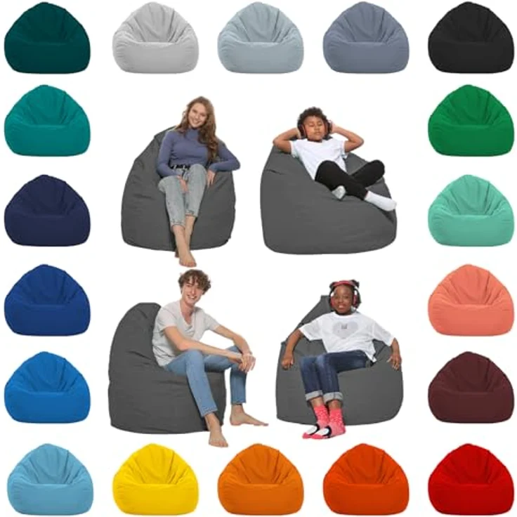 HomeIdeal - Sitzsack XXL Bodenkissen für Erwachsene & Kinder - Geeignet für Gaming oder Entspannen - Indoor wie Outdoor da er Wasserfest ist - mit EPS Perlen (Anthrazit, XL) – Bild 2