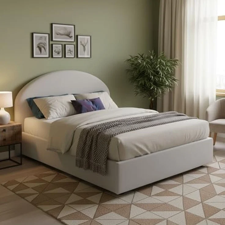 Talamo Italia - Doppelbett Corinne, Bettkasten mit Kunstlederbezug, 100 % Made in Italy, Öffnung vorne, geeignet für Matratzen 160x200 cm, Weiß – Bild 1