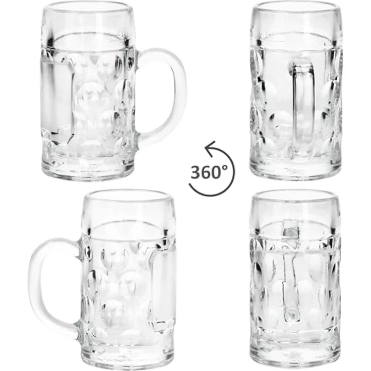 MamboCat Schnapsglas 12x Mini-Maßkrug Schnapsgläser 4cl geeicht Shot-Glas Stamper Henkel, Glas – Bild 4