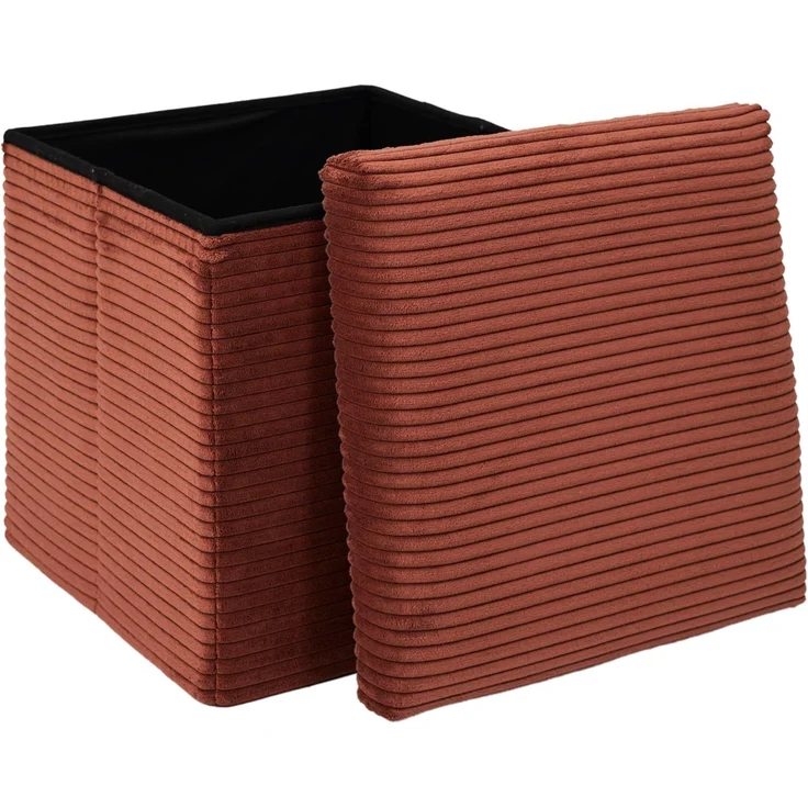 HOME DECO FACTORY, HD0275, Cotele Scott Terra Faltbare Ottoman-Truhe, Weichheit, Möbel, Sitz, Faltbare Truhe und Bank, 38 x 38 x 38 cm, Sitzhöhe 38 cm, Terrakotta – Bild 1