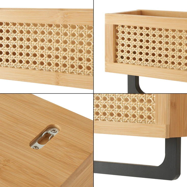 Wandregal Tervola 36x13x19 cm Bambus Rattanoptik [en. casa] – Bild 6