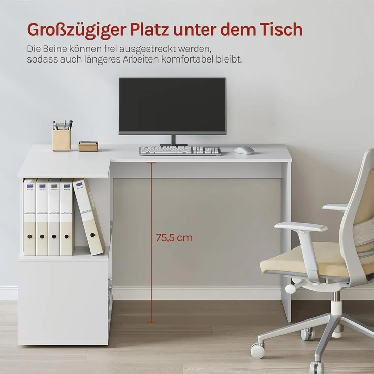 Eckschreibtisch mit Ablagen in Weiß – Bild 5