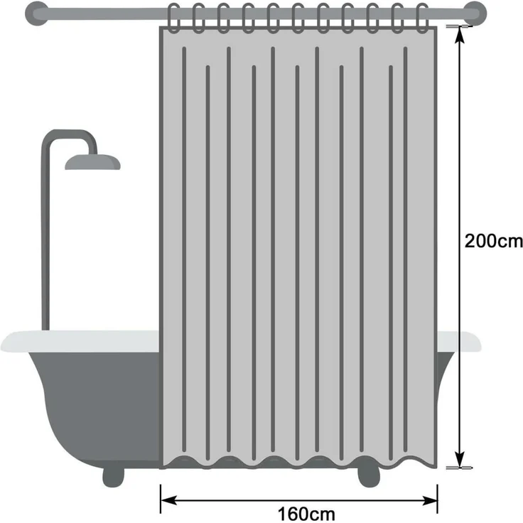 Duschvorhang 160x200 Weiß Textil Stoff Antischimmel Vorhang Wasserdicht – Bild 7