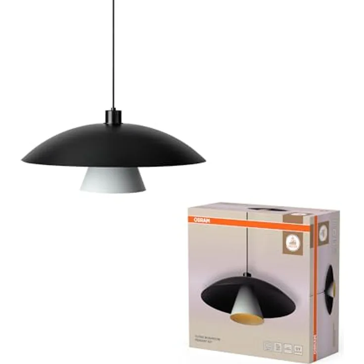 OSRAM Hängelampe Decor Flying Mushroom, Pendelleuchte aus Stahl in schwarz/weiß mit E27-Fassung