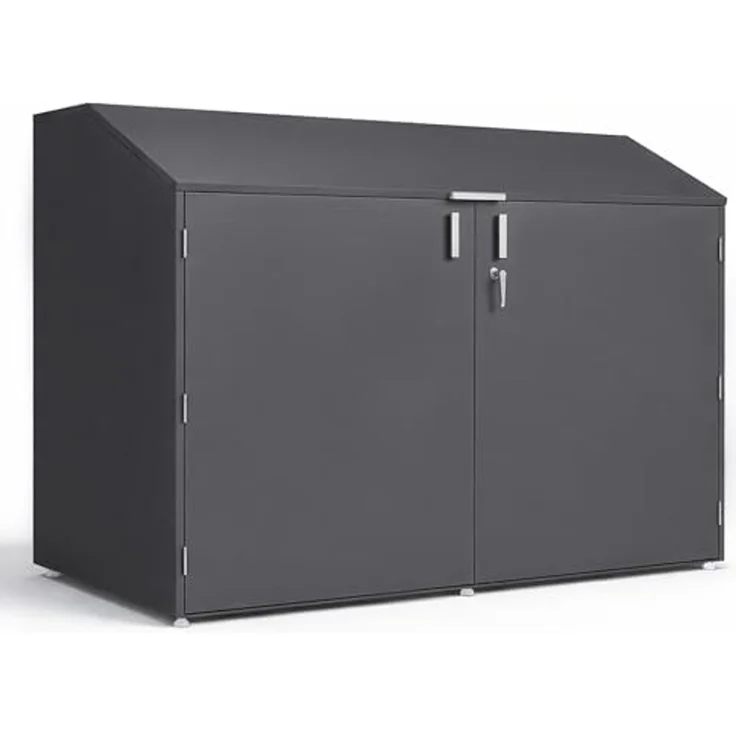 osoltus Fahrradgarage, Anthrazit RAL 7016, verzinktes Metall, abschließbar, 200 x 100 x 150 cm, Fahrradbox bis 4 Fahrräder – Bild 1