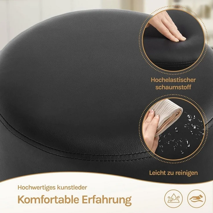 Woltu Drehhocker, Schminkhocker Kunstleder mit verchromtem Metallgestell – Bild 3