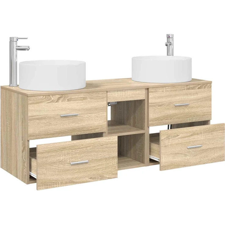 vidaXL Badezimmerschrank-Set 3 stk. Sonoma-Eiche 129 x 44,5 x 80 cm 3405949 – Bild 4