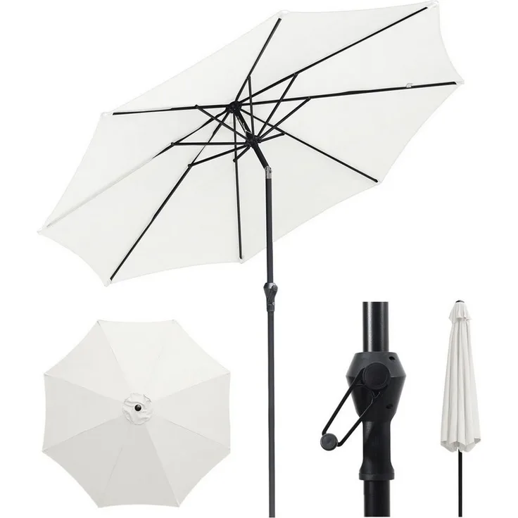 Sekey Sonnenschirm ø 200/270/300 cm Gartenschirm Rund, Marktschirm Knickbar, mit Kurbel, LxB: 300x300 cm, sonnenschirm 300cm, Neigungswinkel, für Balkon Garten, UV 50+