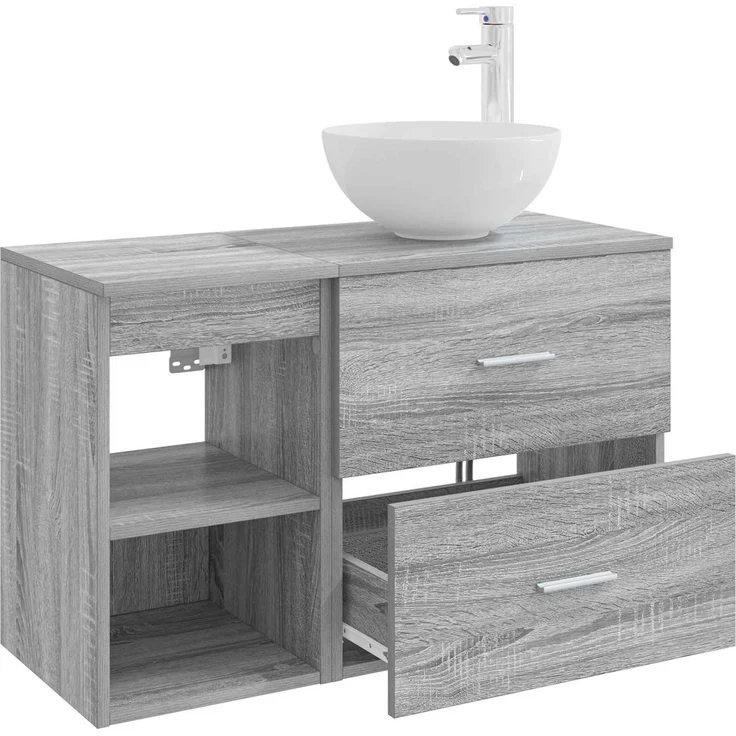 vidaXL Badezimmerschrank-Set 2 stk. Grau Sonoma 79,5 x 35 x 80 cm 3403869 – Bild 4
