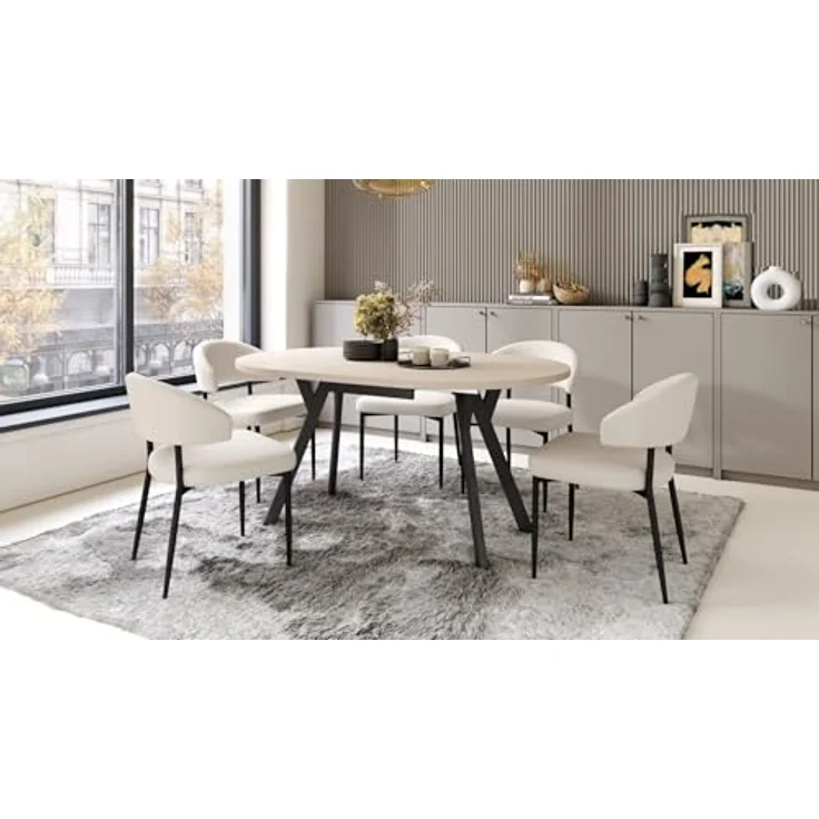 designimpex Esstisch Design Esstisch Aldo ausziehbar 90 cm bis 145 cm rund Esszimmer Tisch, Esstisch, Esszimmertisch, Tisch, Ausziehtisch, Küchentisch, Esszimmer – Bild 9