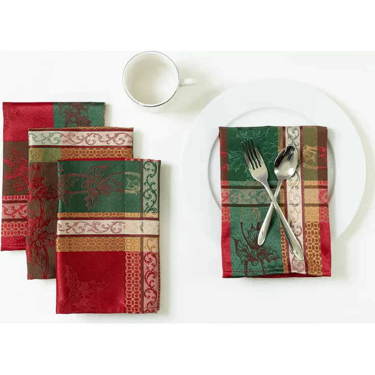 Benson Mills Urlaub Legacy Garn Gefärbt Tischdecke 18" X 18" Napkins Set of 4 Mehrfarbig
