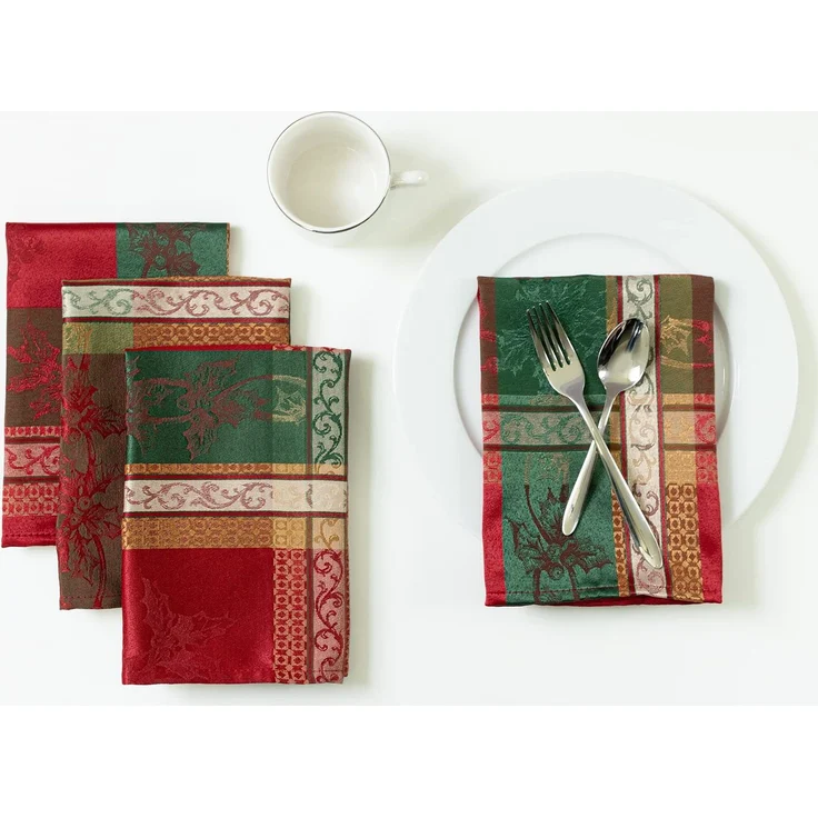 Benson Mills Urlaub Legacy Garn Gefärbt Tischdecke 18" X 18" Napkins Set of 4 Mehrfarbig – Bild 1