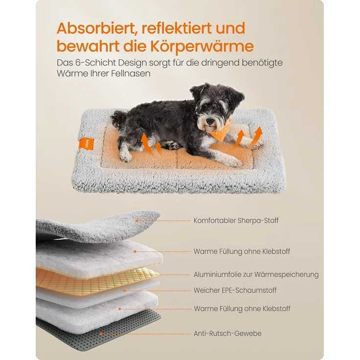 Feandrea Hundedecke, Haustier Decke, für Hunde, Katzen, 75 x 50 cm, M, maschinenwaschbar, trocknergeeignet, rutschfest, hellgrau – Bild 2