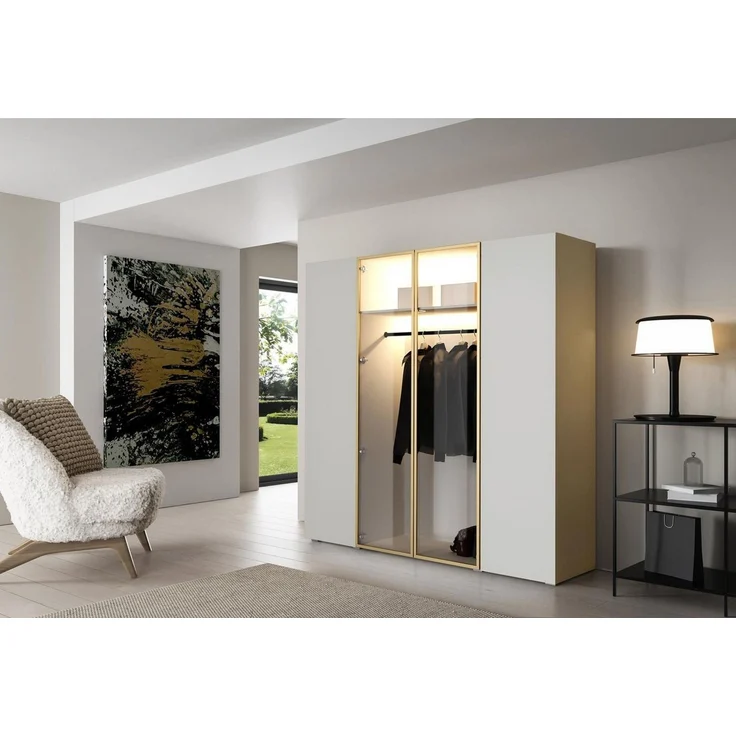 Compleo Kleiderschrank Drehtürenschrank, Designer-Schrank mit modernem Look STELLS LED-Beleuchtung, Push to open Funktion – Bild 2