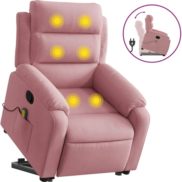 vidaXL Massagesessel mit Aufstehhilfe Rosa Samt 3205107 – Bild 2