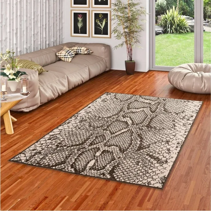 Pergamon Designteppich Designer Teppich Samba Schlangen Tiermuster, Rechteckig, Höhe: 13 mm