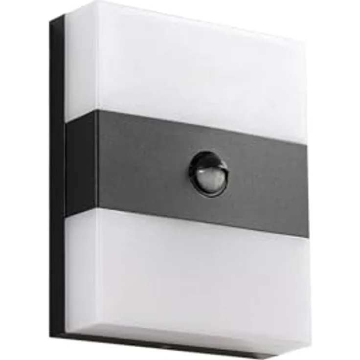 PRIOS LED Wandleuchte Teekon, moderne Außenlampe mit Bewegungsmelder, spritzwassergeschützt, schwarz, Edelstahl, 1-flammig für Hauswand, Terrasse und Balkon