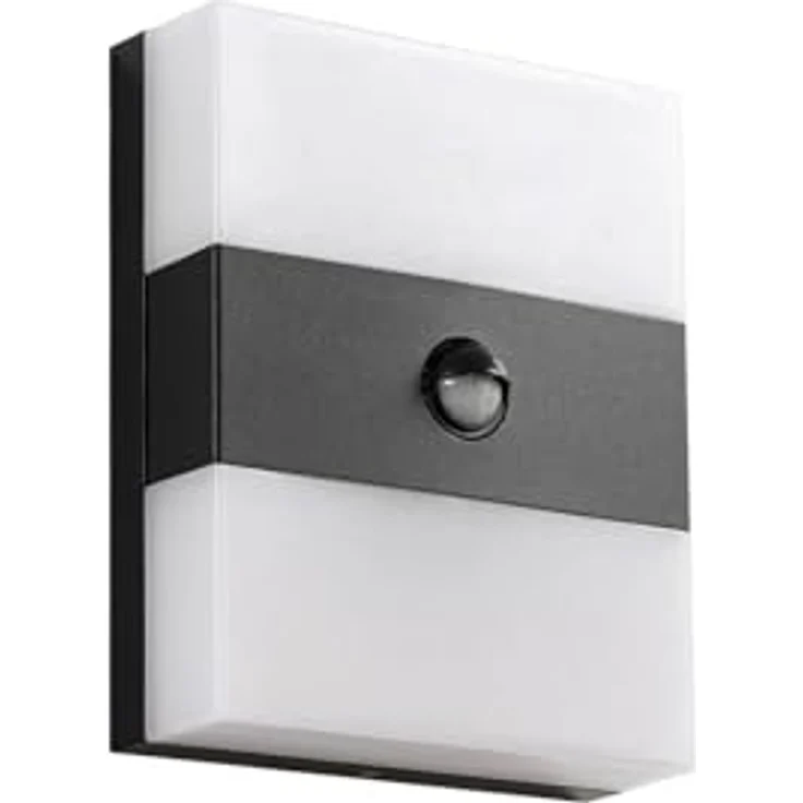 PRIOS LED Wandleuchte Teekon, moderne Außenlampe mit Bewegungsmelder, spritzwassergeschützt, schwarz, Edelstahl, 1-flammig für Hauswand, Terrasse und Balkon – Bild 1