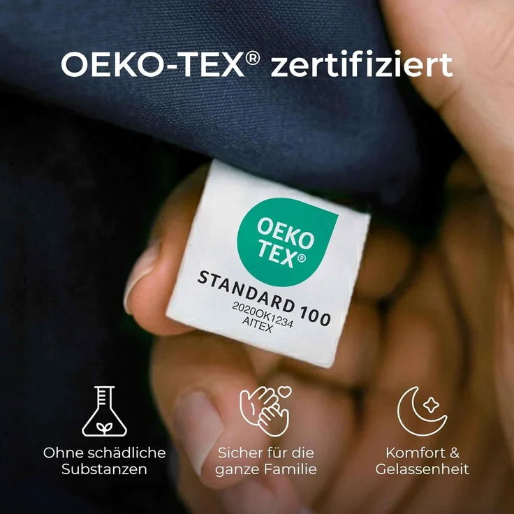 Kissenbezug 30x50 Renforcé Baumwolle (2er-Set) - Dunkelblau - Dicht gewebt mit 57 Fäden/cm² - Kissenbezug 50x30 - Oeko Tex Zertifiziert - Dreamzie – Bild 5