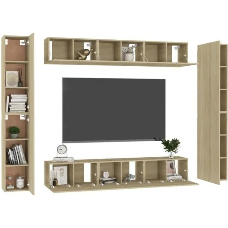 vidaXL 10-tlg. TV-Schrank-Set Sonoma-Eiche Spanplatte [3078980]