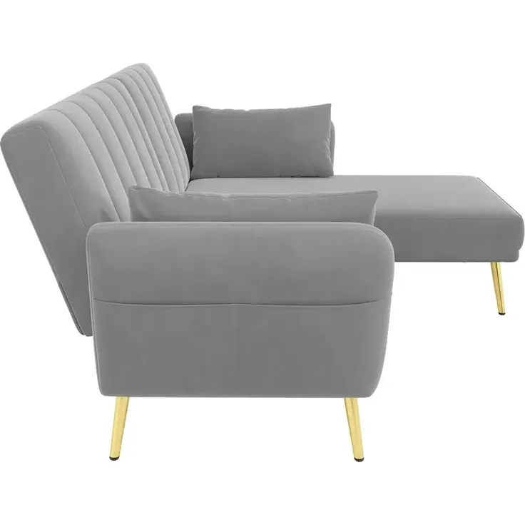Ecksofa mit Relaxfunktion, L-Form, Schlafsofa mit Verstellbarer Rückenlehne, Polstersofa, Loungesofa, Samtbezug – Bild 9