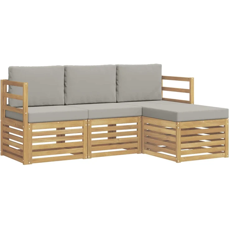 vidaXL Outdoor-Sofagarnitur 4 stk. 4-Sitzer Weiß und Hellgrau 3391616 – Bild 2