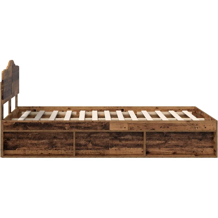 vidaXL Bettrahmen Altholz 135 x 190 cm Massives Kiefernholz 3412914 – Bild 7