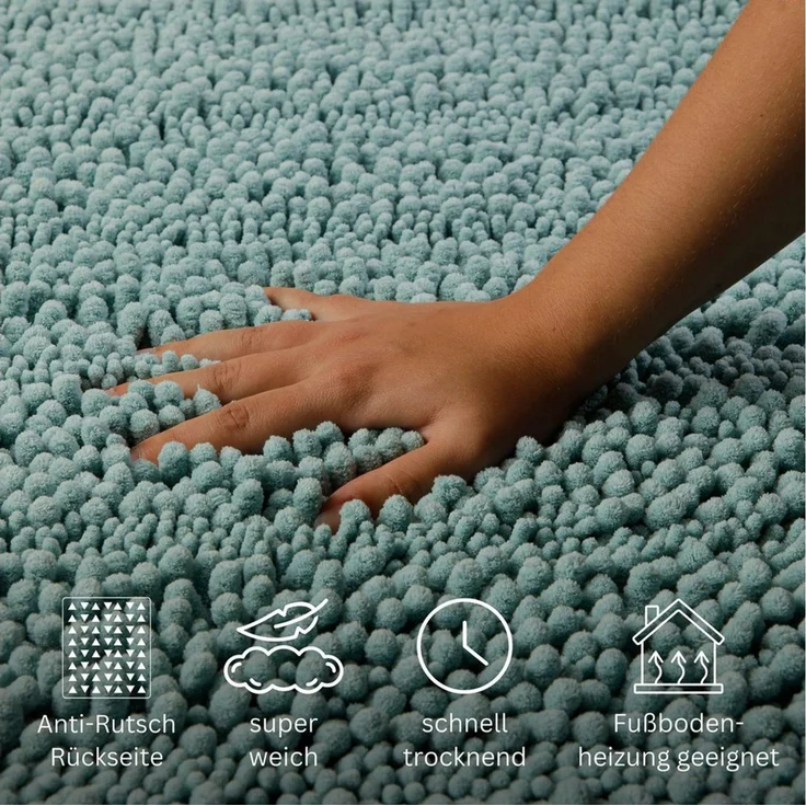 OTTO home Badematte Torrni, Höhe 22 mm, rutschhemmend beschichtet, schnell trocknend, fußbodenheizungsgeeignet, Polyester, rechteckig, Badteppich, getuftet, modern, Uni, antirutsch, flauschig, hochflor – Bild 3