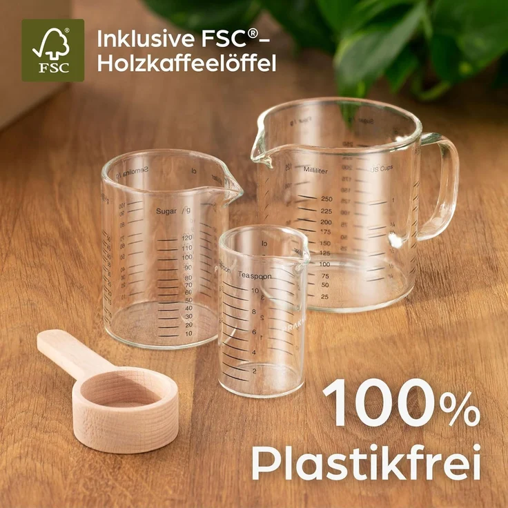 Praknu Messbecher Glas Messbecher mit Ausguss - 50ml, 125ml, 250ml - Präzise Skala, Borosilikatglas, (Set) – Bild 6