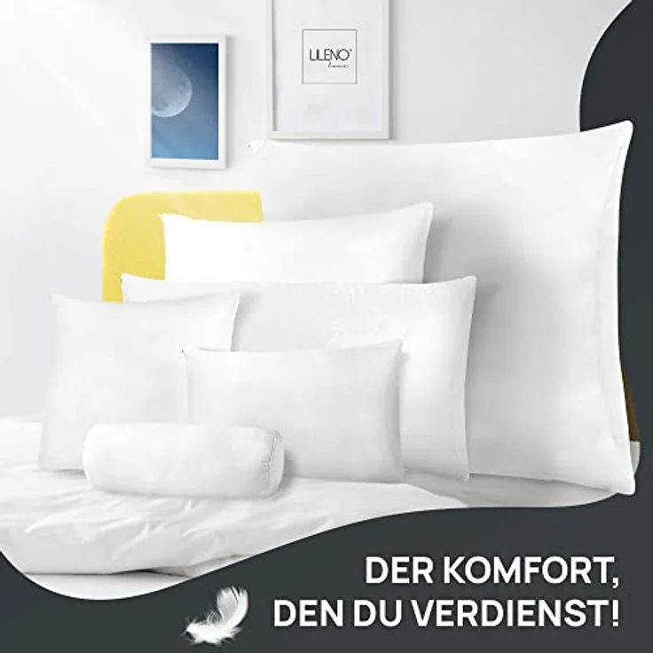 LILENO HOME Federkissen 40x80 cm [2er Set] - Kissen 40x80 cm aus Federn als Kopfkissen, Schlafkissen u. Bettkissen perfekt für Allergiker und Kinder - Federkernkissen mit je 600 g – Bild 9
