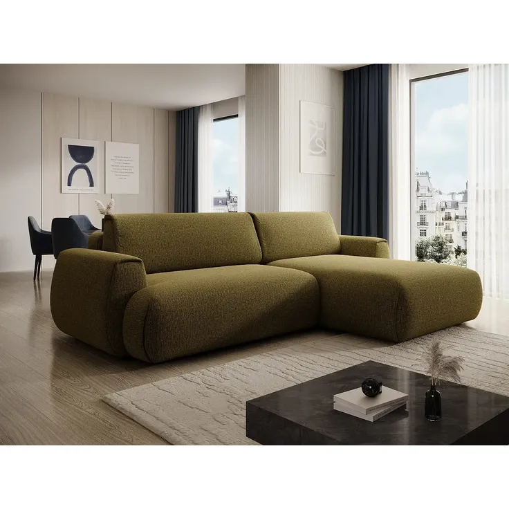 Vente-unique - MONELIA Sofa Stoff Grün - B 167 cm x H 81 cm x L 270 cm