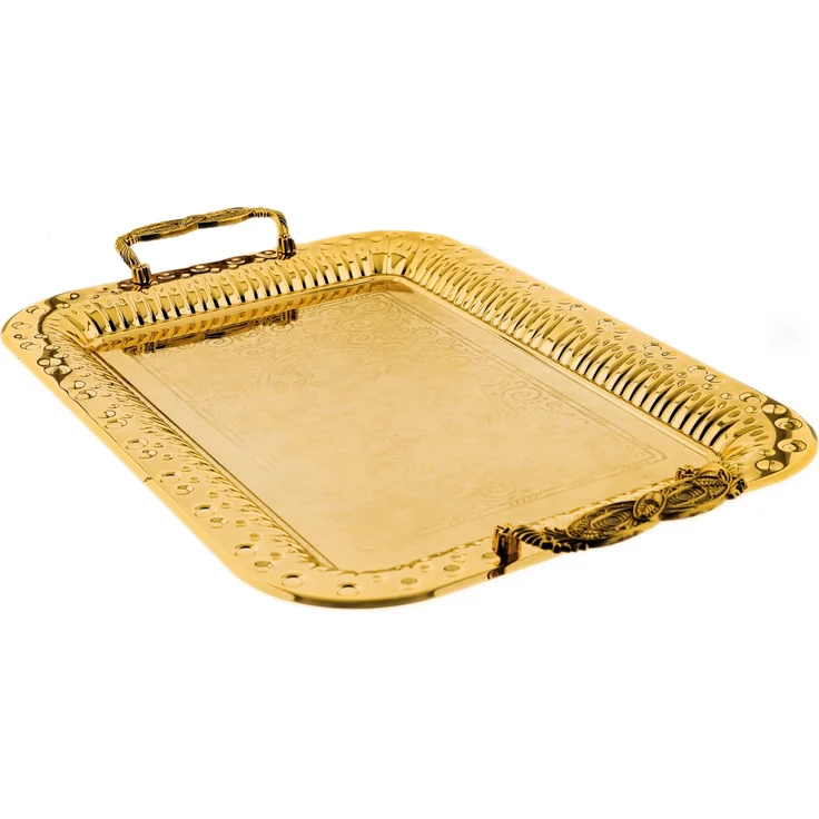 2-teiliges Serviertablett aus hochwertigem 18/10 Edelstahl - Robust & stapelbar Gold – Bild 3