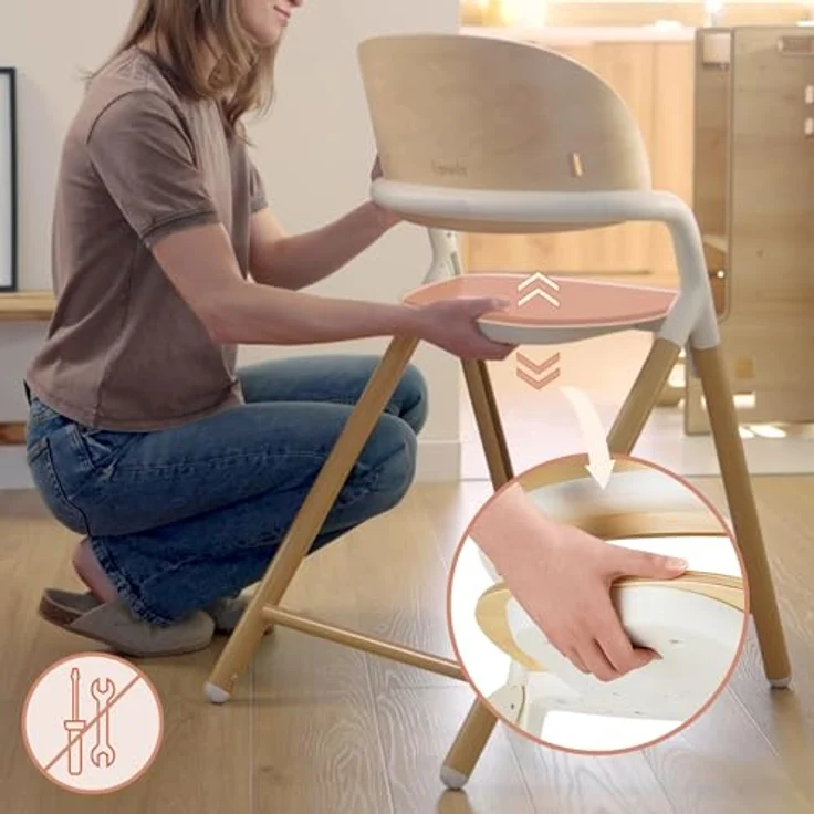 lionelo Hochstuhl CELIA (3-in-1-Hochstuhl Komplettset), 3in1/Einhandverstellung/Kunstleder/Tablett/Babyset enthalten – Bild 12