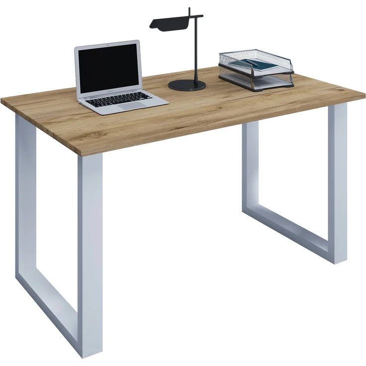 VCM Schreibtisch Lona 919623 Silber / Honig-Eiche H. 76 x B. 140 x T. 50 cm