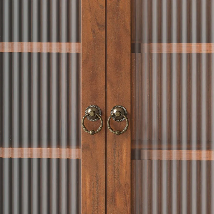 Abrihome Retro-Wandschrank mit 4 Türen und Haken, Braun, 100x20x80 cm – Bild 5
