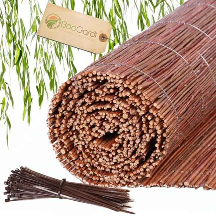 BOOGARDI Weidenmatte - 20 Größen - Weidenzaun 150 cm hoch x 300 cm lang - Sichtschutzmatte Balkonverkleidung Gartenzaun Sichtschutz Zaun Garten Balkon Sichtschutzzaun Holz Weide – Bild 2