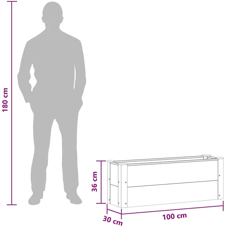 vidaXL Hochbeet Braun 100 x 30 x 36 cm WPC und Aluminium 42039026 – Bild 7