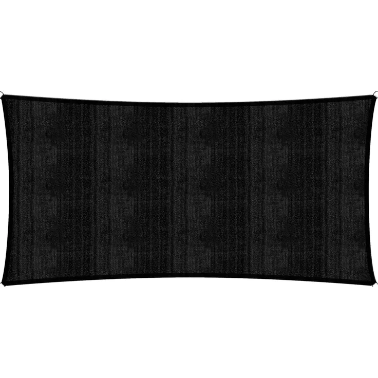 Lumaland Sonnensegel inkl. Befestigungsseile, 100% HDPE mit Stabilisator für UV Schutz, Rechteck 2 x 4 Meter schwarz