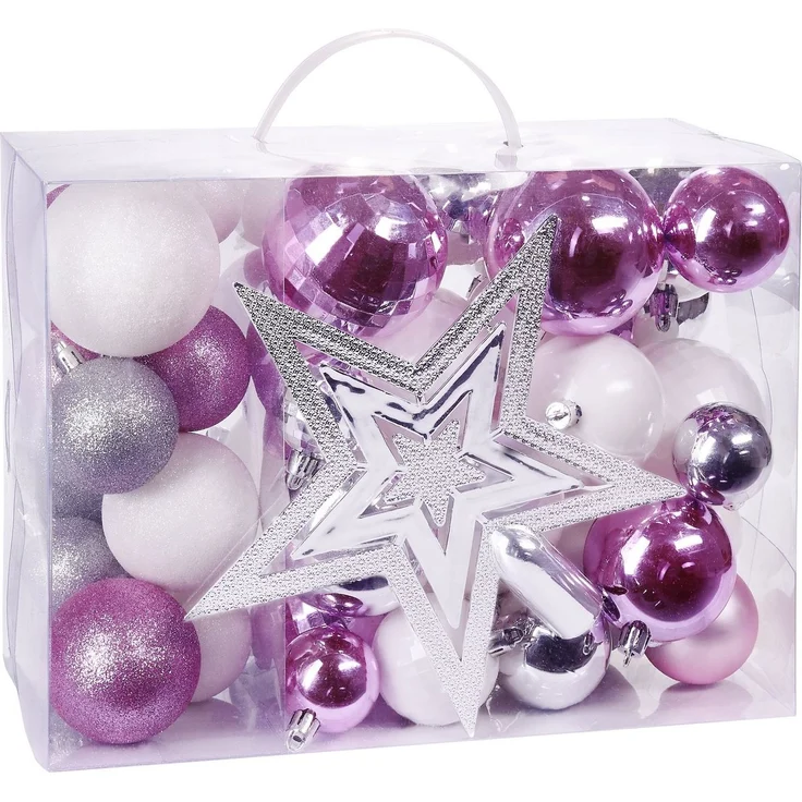 BRUBAKER Weihnachtsbaumkugel 50-teiliges Weihnachtskugel-Set mit Baumspitze, Christbaumschmuck aus Kunststoff, Weihnachtsdekoration edel und robust – Bild 1