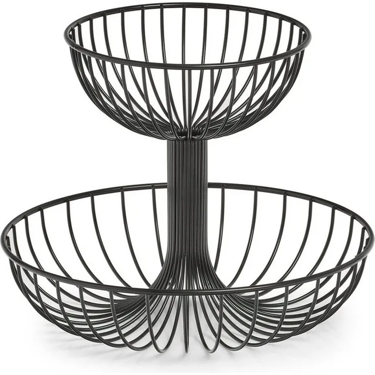 ZELLER Obst-Etagere 27415 mit zwei Ebenen, Metall, schwarz, ca. Ø 32 x 25,8 cm