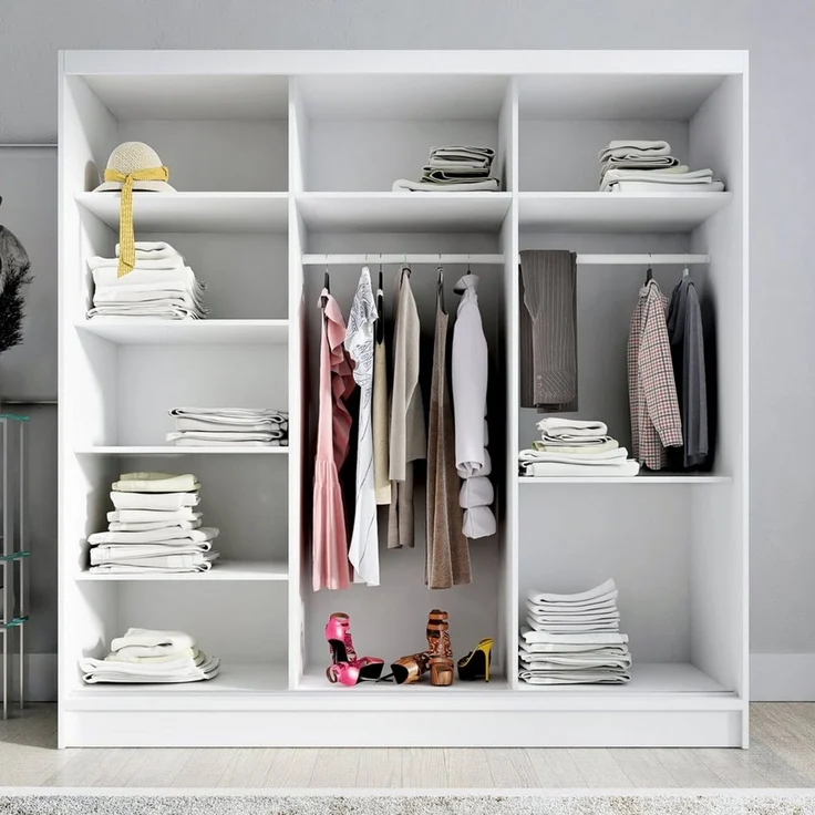 A&J MöbelLand GmbH Schiebetürenschrank KARO 1 2-türiger Kleiderschrank mit Spiegel und Kleiderstangen (TOP ANGEBOT! Geräumiger Schrank mit einer Breite von 200 cm und Spiegel, ideal zur Aufbewahrung von Kleidung und Accessoires. Viel Stauraum, TOP PROD... – Bild 2