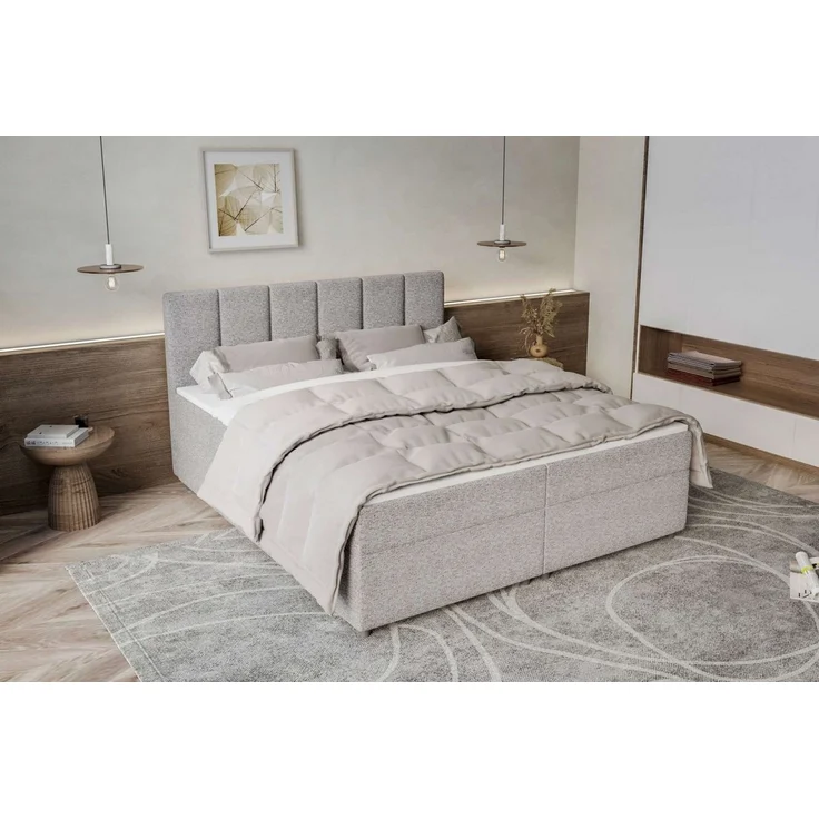 99rooms Boxspringbett Bergamo (Schlafzimmerbett, Bett), 140/160/180/200x200 cm, in Webstoff MALMO_NEW, mit Topper – Bild 3