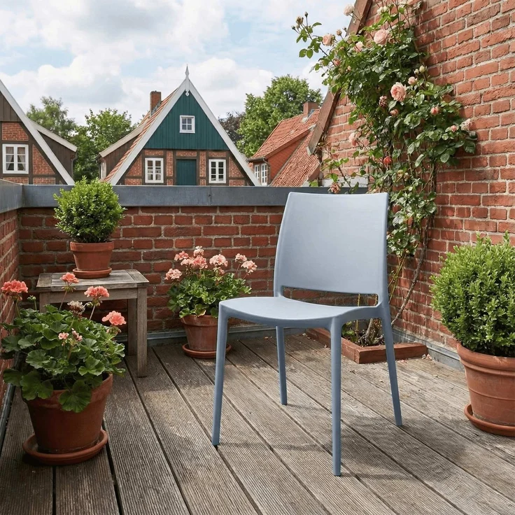 CLP 2er Set Gartenstühl Meton mit Lehne stapelbar wetterfest UV-beständig bis 150 kg,hellgrau – Bild 3