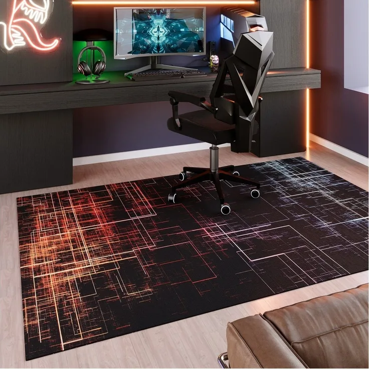 Wecon home Teppich Quantum Warp, rechteckig, Höhe: 5 mm, Gamer Teppich, gewebt, geometrisch, robust, Gaming Room, rutschfest