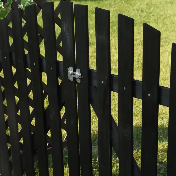 Rosenbogen Schwarz + Türen Spalier Rankhilfe Gitter Holz Pergola Garten Torbogen – Bild 5