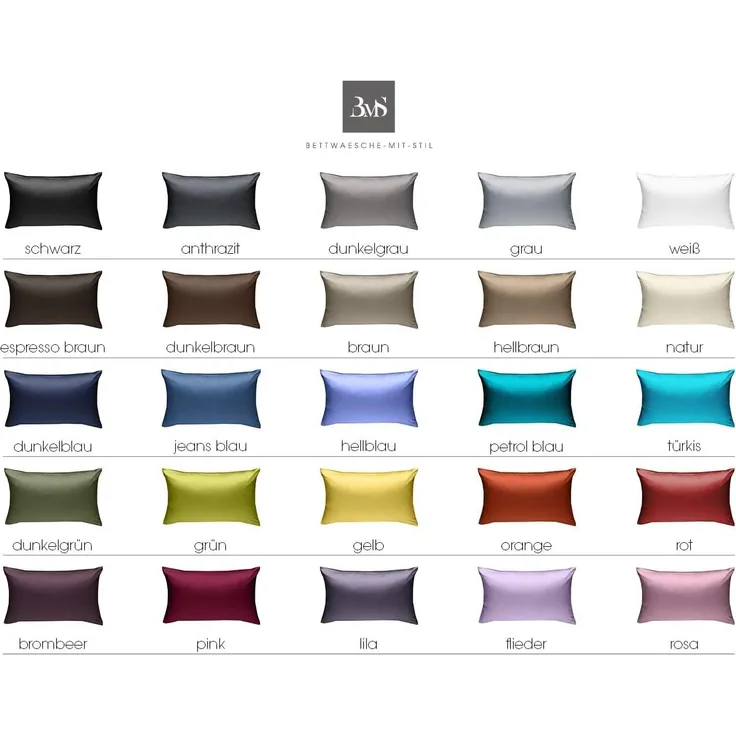 Bettwaesche-mit-Stil Mako-Satin / Baumwollsatin Bettwäsche uni / einfarbig lila Kissenbezug 60x80 cm